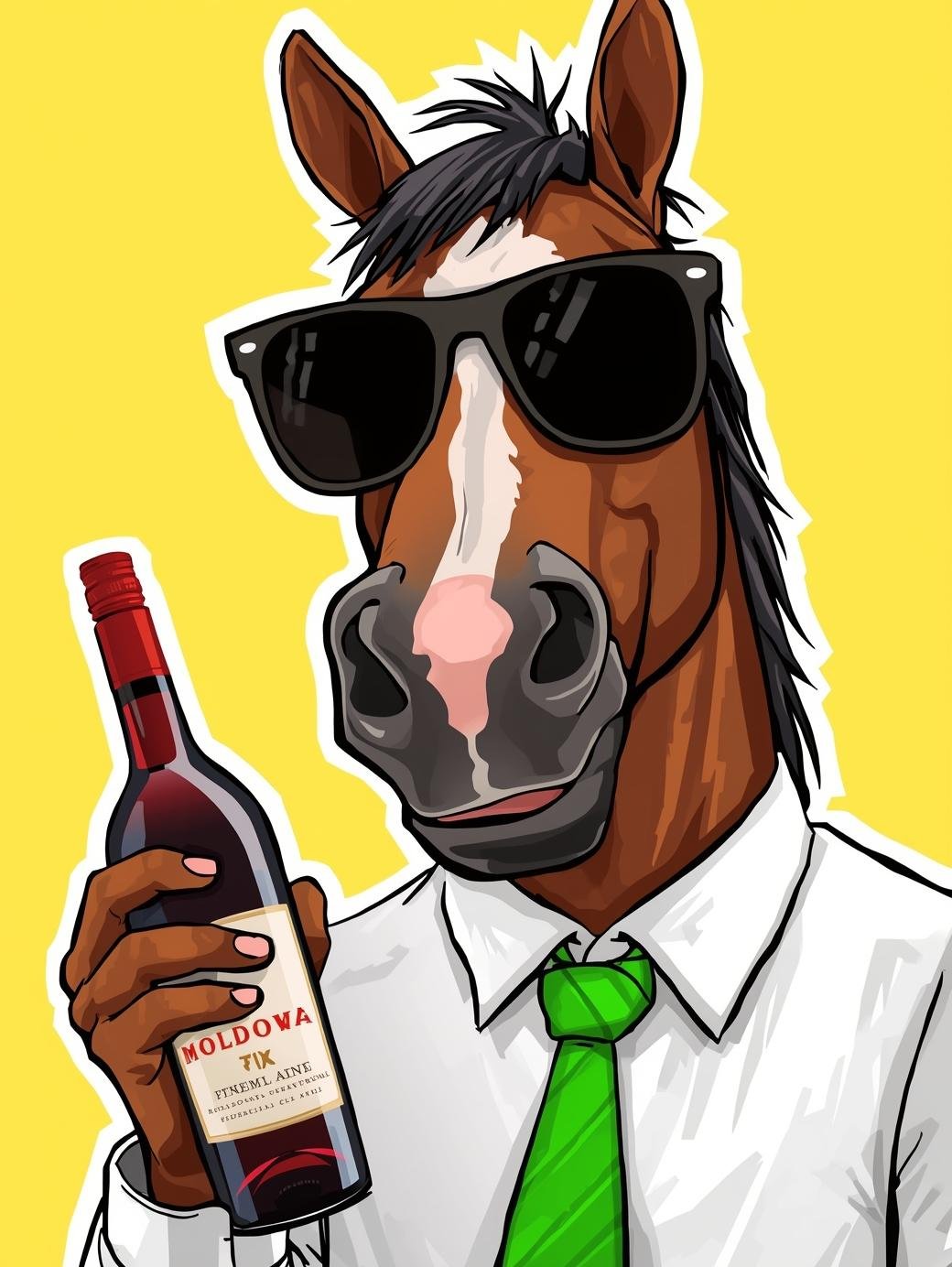 Cavallo elegante con occhiali da sole e cravatta